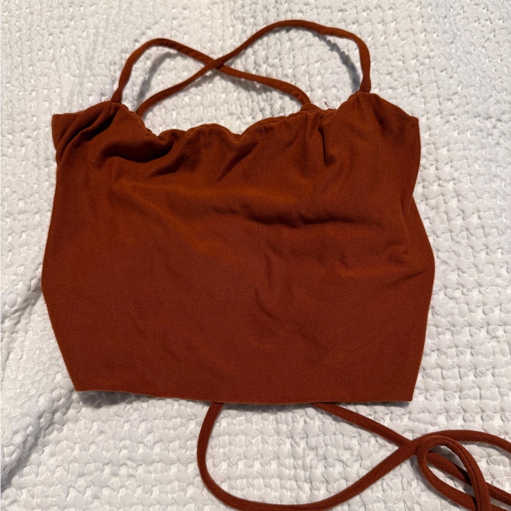 Amazon Rust Brown Strappy Crop Top